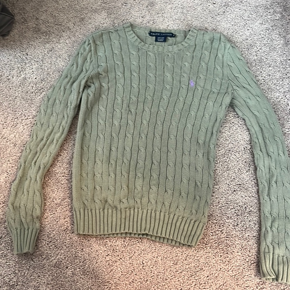 Ralph Lauren cable knit sweater olive green XS